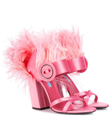 prada feather sandals pink